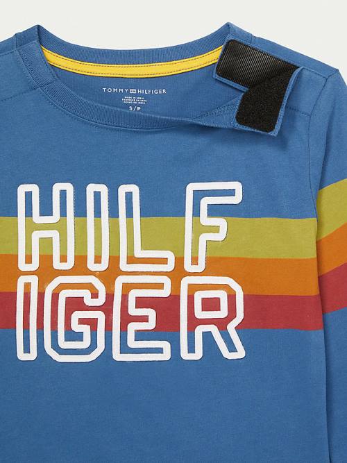 Tommy Hilfiger Adaptive Stripe Logo Long Sleeve Tişört Erkek Çocuk Mavi | TH350GBD