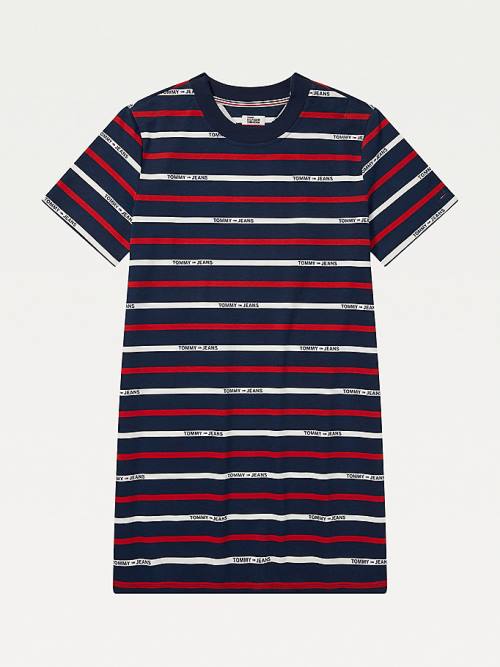 Tommy Hilfiger Adaptive Stripe Print Elbise Kadın Mavi | TH918PBM