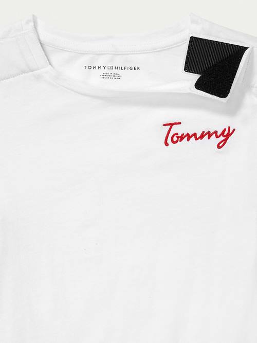 Tommy Hilfiger Adaptive Tie-Front Tişört Kiz Çocuk Beyaz | TH496PIO