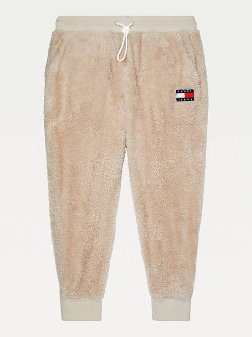 Tommy Hilfiger Adaptive Tommy Badge Fleece Joggers Pantolon Erkek Bej Rengi | TH105KST