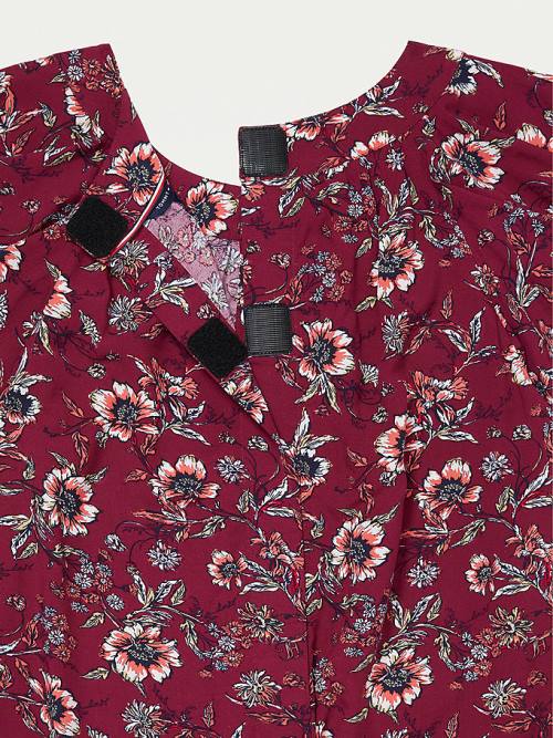 Tommy Hilfiger Adaptive Viscose Floral Print Top Tişört Kadın Kırmızı | TH518FYR