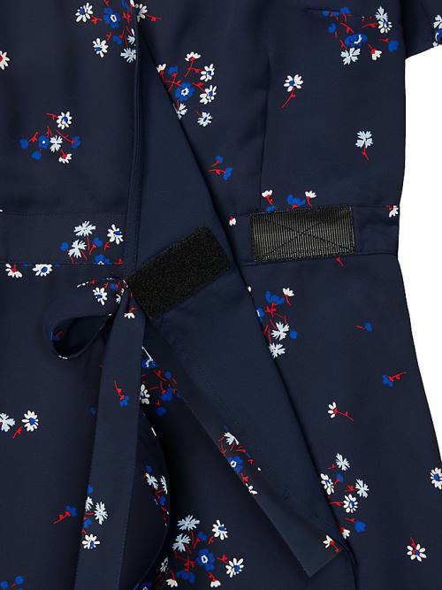 Tommy Hilfiger Adaptive Wrap Floral Print Elbise Kadın Mavi | TH745SUD