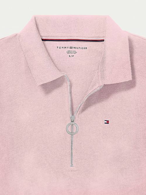 Tommy Hilfiger Adaptive Zipped Slim Fit Polo Yaka Tişört Kadın Pembe | TH138OXG