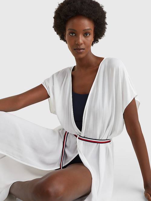 Tommy Hilfiger Adjustable Wrap Midi Elbise Mayo Kadın Beyaz | TH706YCS