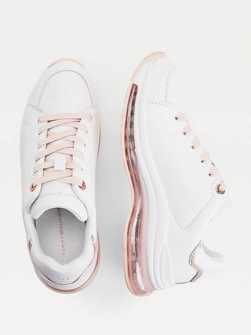 Tommy Hilfiger Air Bubble Metallic Deri Spor Ayakkabı Kadın Pembe | TH642ZLM