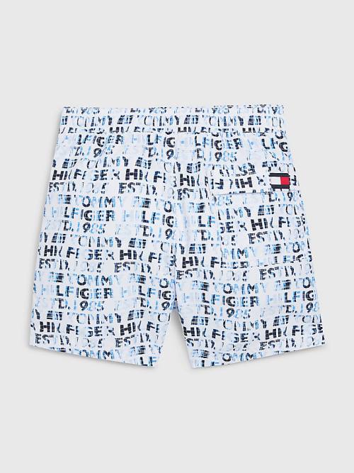 Tommy Hilfiger All-Over Logo Mid Cut Cut Cut Length Shorts Mayo Erkek Çocuk Beyaz | TH107YDJ