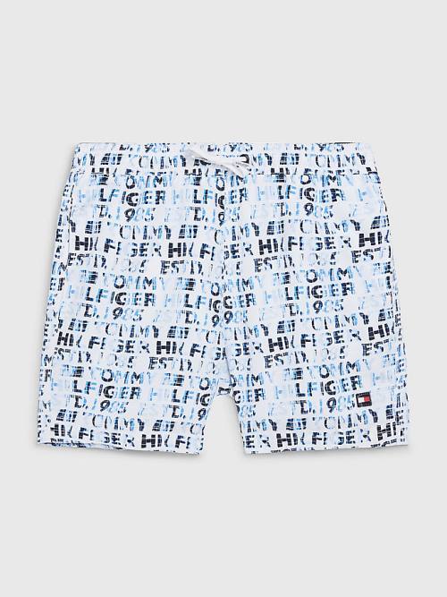 Tommy Hilfiger All-Over Logo Mid Cut Cut Cut Length Shorts Mayo Erkek Çocuk Beyaz | TH107YDJ