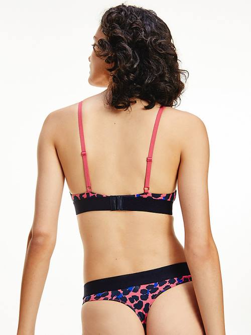 Tommy Hilfiger All-Over Logo Print Triangle Bra İç Giyim Kadın Pembe | TH843ADI