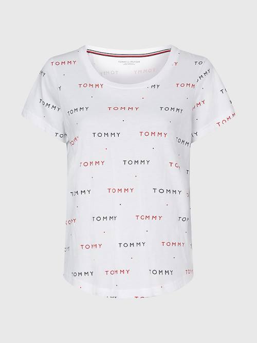 Tommy Hilfiger All-Over Logo Tişört Kadın Beyaz | TH392TOF