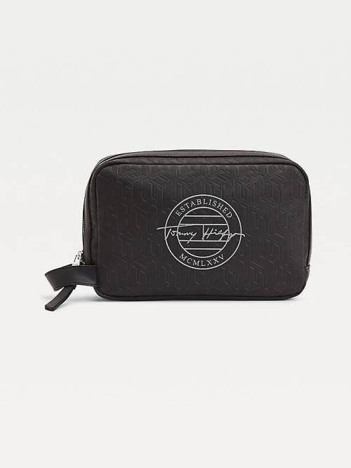 Tommy Hilfiger All-Over Monogram Washbag Çanta Erkek Siyah | TH235SJB