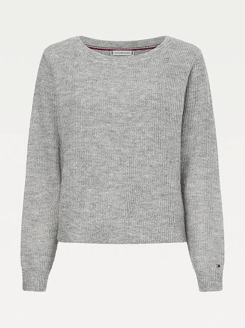 Tommy Hilfiger Alpaca Wool Geniş Neck Relaxed Jumper Kazak Kadın Gri | TH154DCN