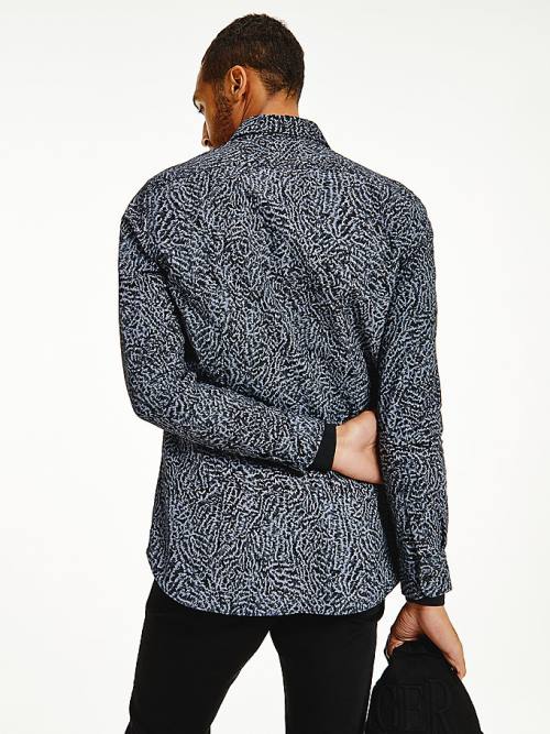 Tommy Hilfiger Animal Print Slim Fit Gömlek Erkek Siyah | TH759YQO