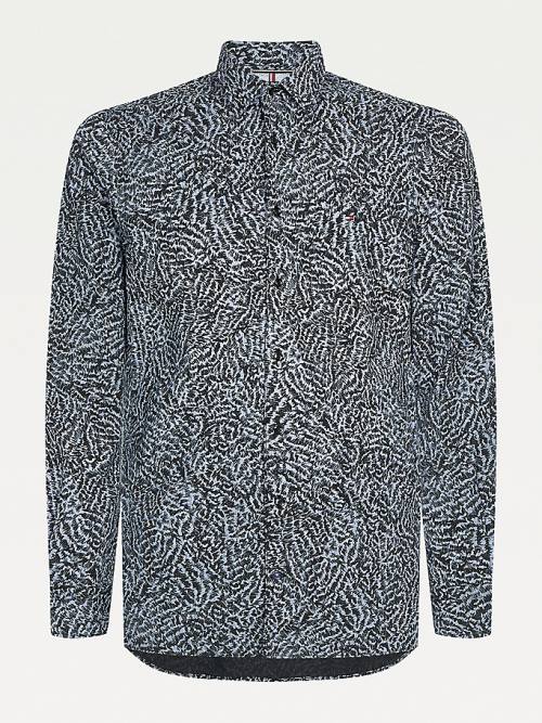 Tommy Hilfiger Animal Print Slim Fit Gömlek Erkek Siyah | TH759YQO