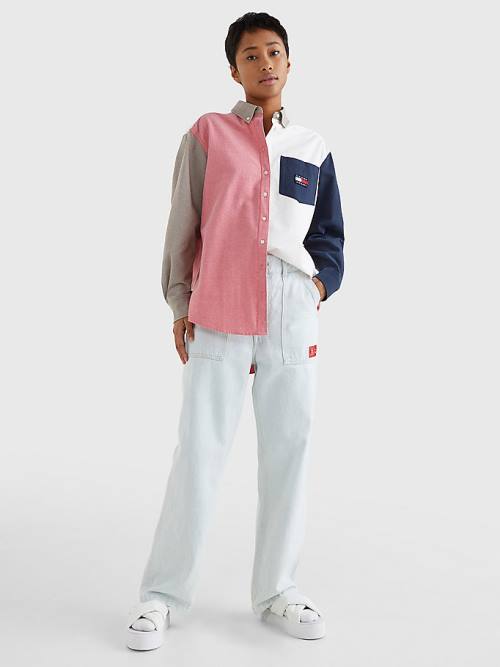 Tommy Hilfiger Archive Colour-Blocked Overshirt Gömlek Kadın Mavi | TH981ZYQ