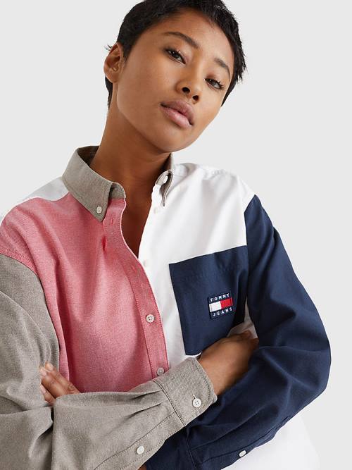 Tommy Hilfiger Archive Colour-Blocked Overshirt Gömlek Kadın Mavi | TH981ZYQ