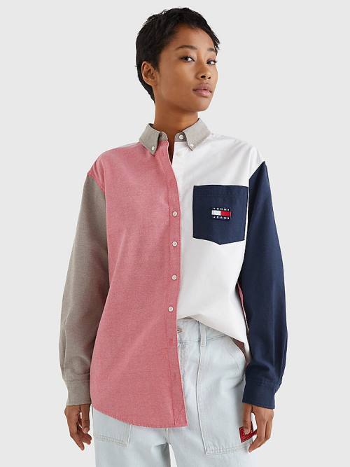 Tommy Hilfiger Archive Colour-Blocked Overshirt Gömlek Kadın Mavi | TH981ZYQ