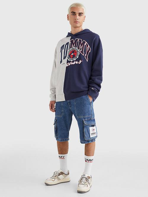 Tommy Hilfiger Archive Organic Pamuklu Logo Kapüşonlu Sweatshirt Erkek Mavi | TH073XNB