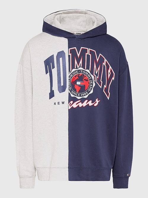 Tommy Hilfiger Archive Organic Pamuklu Logo Kapüşonlu Sweatshirt Erkek Mavi | TH073XNB