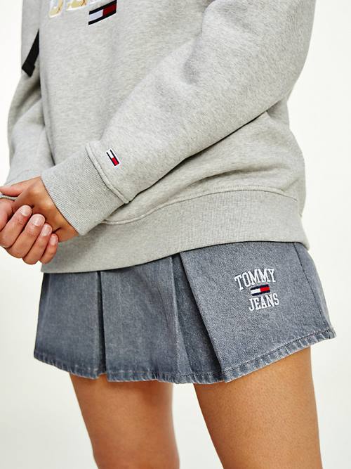 Tommy Hilfiger Argyle Oversized Fit Logo Kapüşonlu Sweatshirt Kadın Gri | TH108JCB