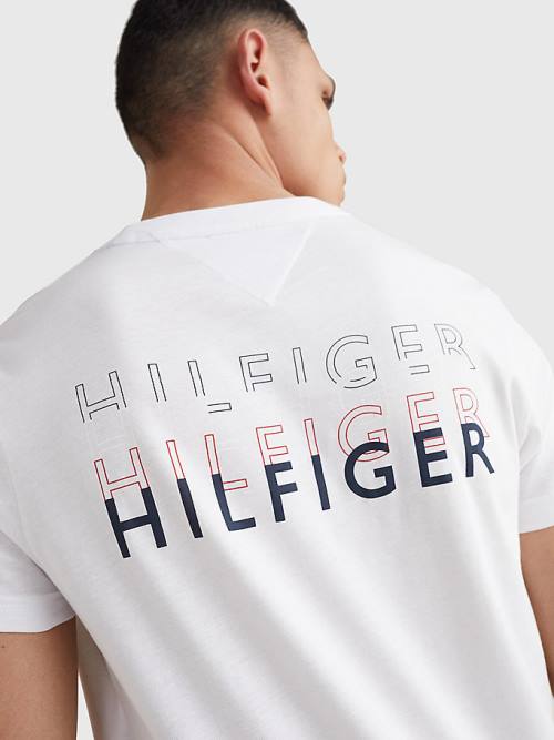 Tommy Hilfiger Back Logo Tişört Erkek Beyaz | TH719SIW