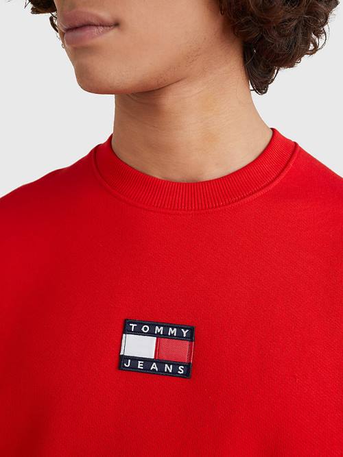 Tommy Hilfiger Badge Crew Neck Sweatshirt Erkek Kırmızı | TH423SAH