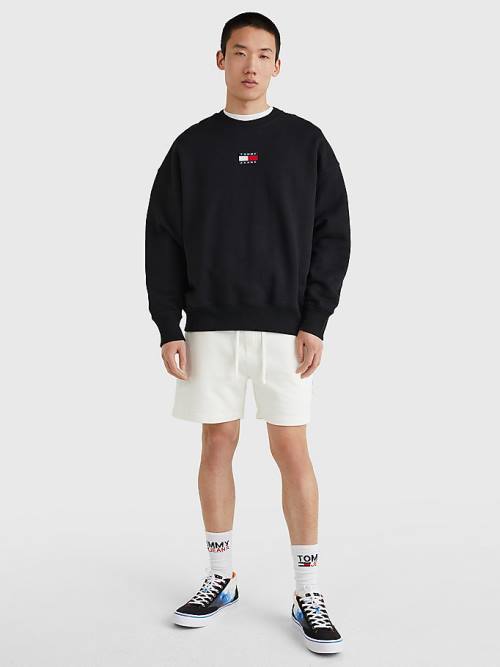 Tommy Hilfiger Badge Crew Neck Sweatshirt Erkek Siyah | TH701SCF