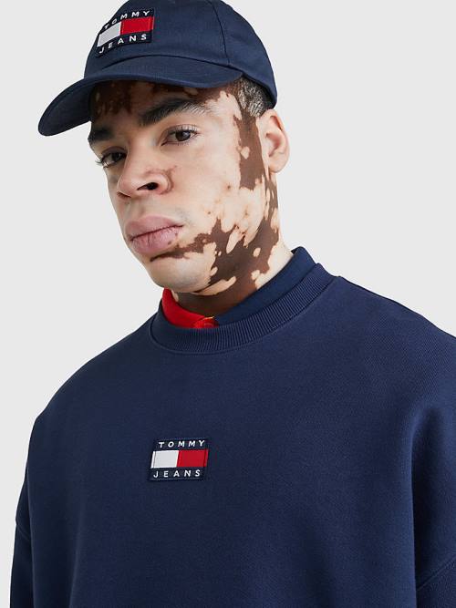 Tommy Hilfiger Badge Crew Neck Sweatshirt Erkek Mavi | TH890SFL