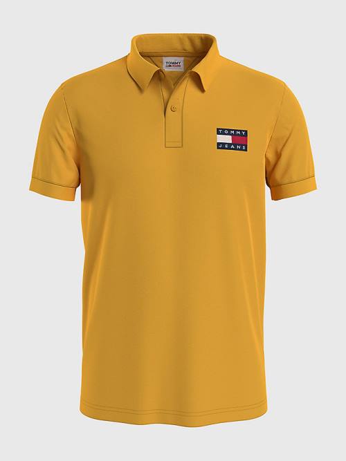 Tommy Hilfiger Badge Hafif Regular Fit Polo Yaka Tişört Erkek Sarı | TH350AJK