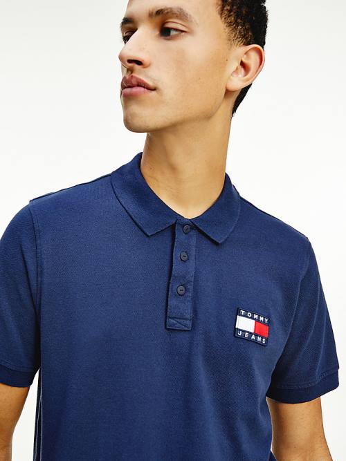 Tommy Hilfiger Badge Hafif Regular Fit Polo Yaka Tişört Erkek Mavi | TH690IUY