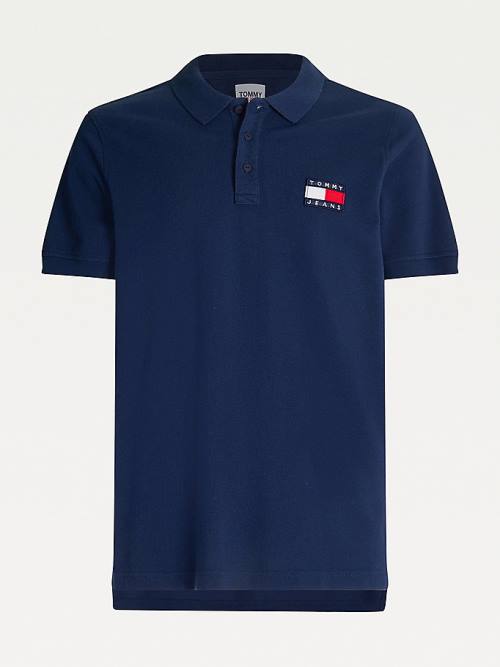 Tommy Hilfiger Badge Hafif Regular Fit Polo Yaka Tişört Erkek Mavi | TH690IUY