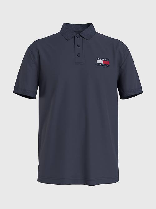 Tommy Hilfiger Badge Hafif Regular Fit Polo Yaka Tişört Erkek Mavi | TH690IUY