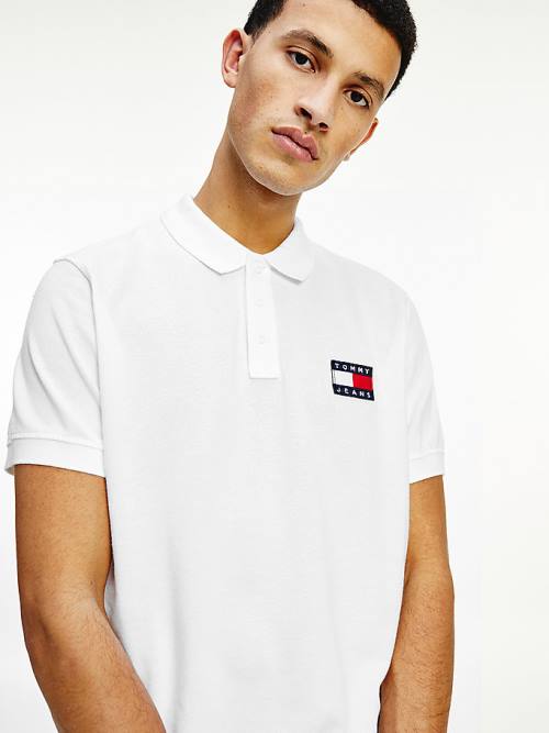 Tommy Hilfiger Badge Hafif Regular Fit Polo Yaka Tişört Erkek Beyaz | TH748JBN