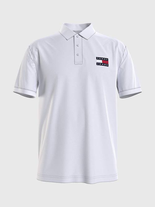 Tommy Hilfiger Badge Hafif Regular Fit Polo Yaka Tişört Erkek Beyaz | TH748JBN