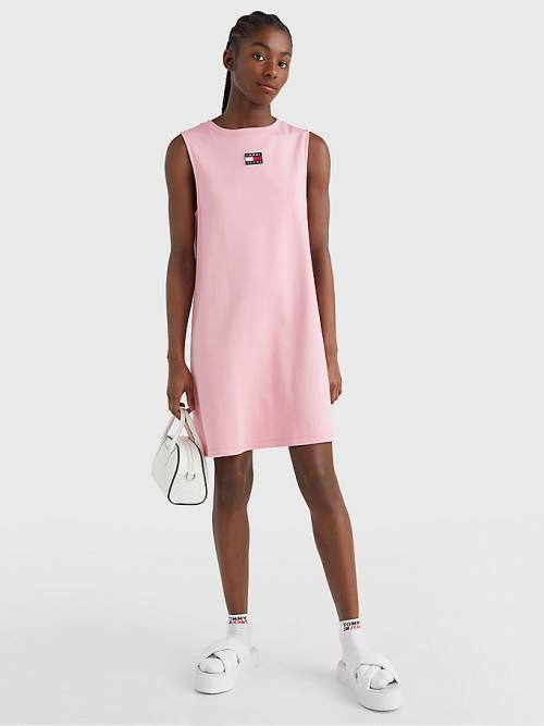 Tommy Hilfiger Badge Kolsuz Tank Elbise Kadın Pembe | TH104ADP