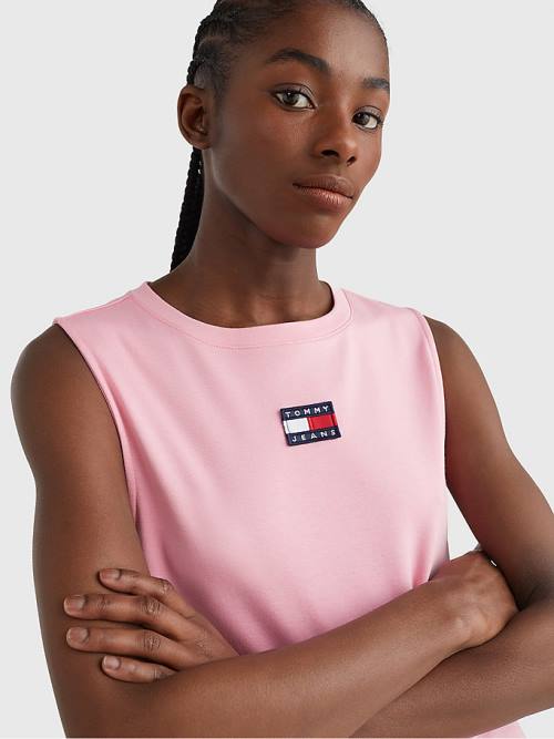 Tommy Hilfiger Badge Kolsuz Tank Elbise Kadın Pembe | TH104ADP