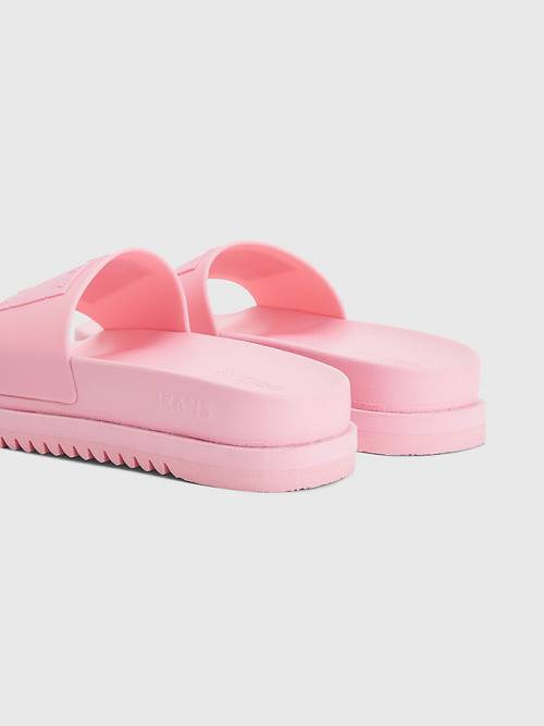 Tommy Hilfiger Badge Krampon Flatform Slides Sandalet Kadın Pembe | TH024FXK