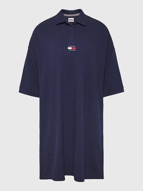 Tommy Hilfiger Badge Oversized Polo Elbise Kadın Mavi | TH780GNI