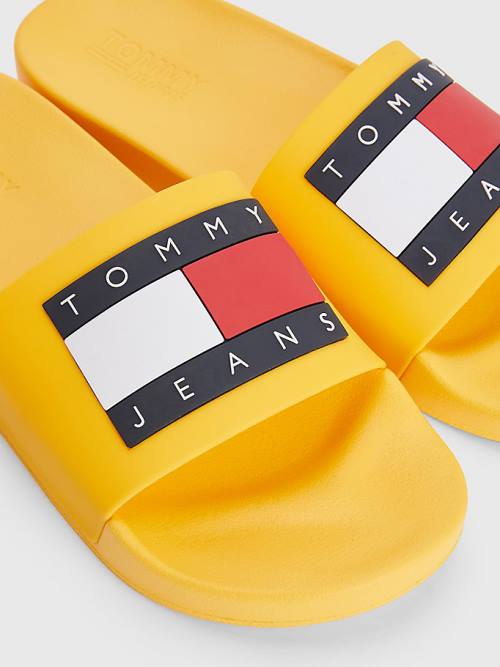 Tommy Hilfiger Badge Pool Slides Sandalet Erkek Turuncu | TH308QCU