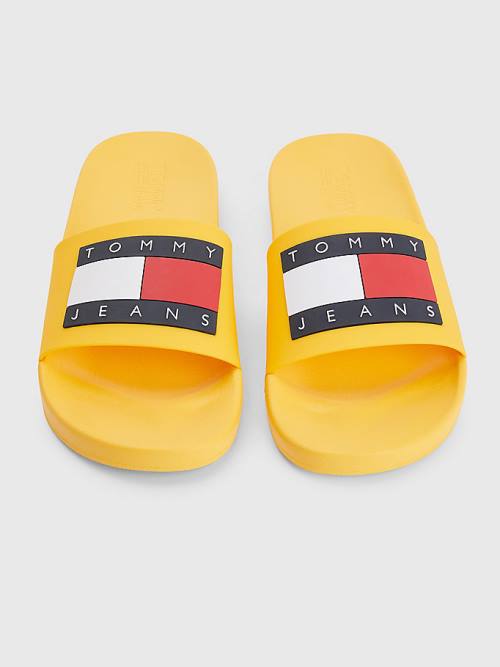 Tommy Hilfiger Badge Pool Slides Sandalet Erkek Turuncu | TH308QCU