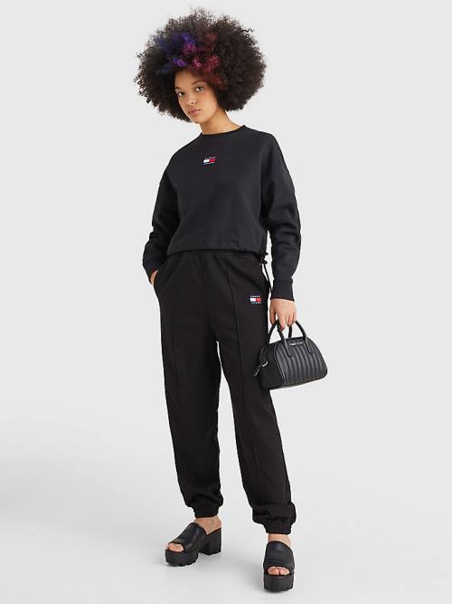 Tommy Hilfiger Badge Relaxed Fit Cuffed Joggers Pantolon Kadın Siyah | TH639YST