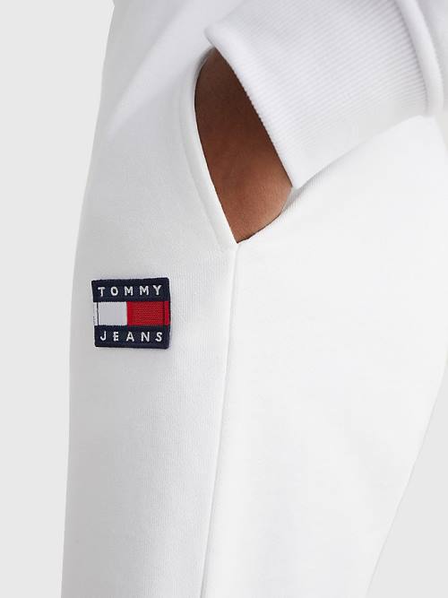 Tommy Hilfiger Badge Relaxed Fit Sweat Şort Kadın Beyaz | TH648TXC