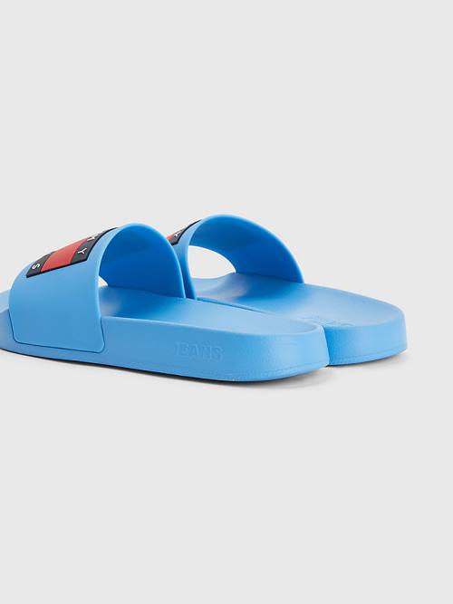 Tommy Hilfiger Badge Slides Sandalet Kadın Mavi | TH263ZRA