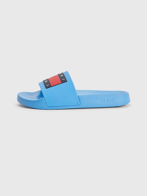 Tommy Hilfiger Badge Slides Sandalet Kadın Mavi | TH263ZRA