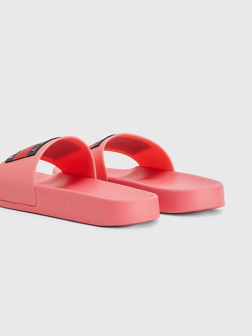 Tommy Hilfiger Badge Slides Sandalet Kadın Pembe | TH478UTI