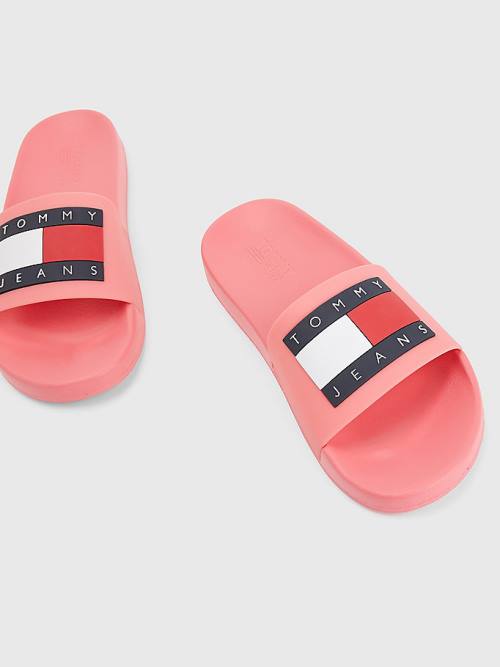 Tommy Hilfiger Badge Slides Sandalet Kadın Pembe | TH478UTI