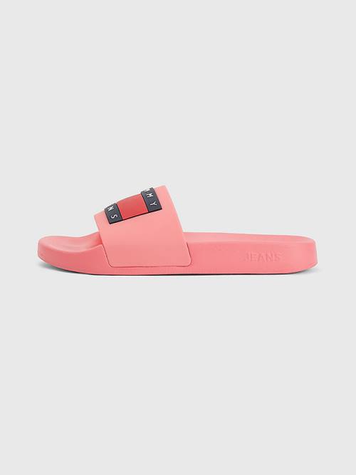 Tommy Hilfiger Badge Slides Sandalet Kadın Pembe | TH478UTI