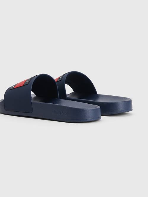 Tommy Hilfiger Badge Slides Sandalet Kadın Mavi | TH582RQN