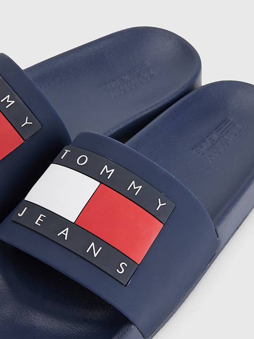 Tommy Hilfiger Badge Slides Sandalet Kadın Mavi | TH582RQN