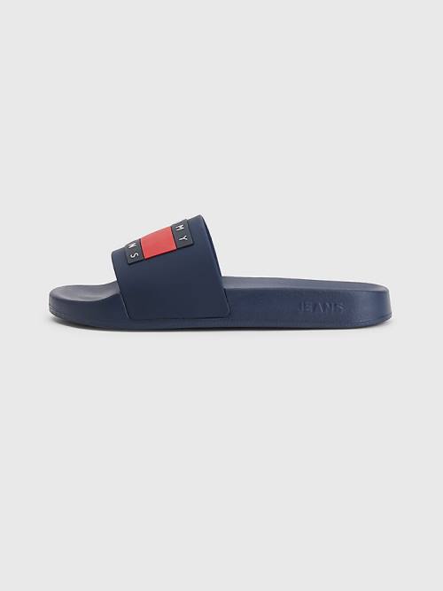 Tommy Hilfiger Badge Slides Sandalet Kadın Mavi | TH582RQN