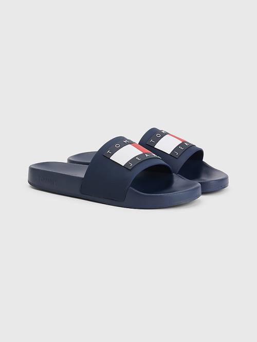 Tommy Hilfiger Badge Slides Sandalet Kadın Mavi | TH582RQN